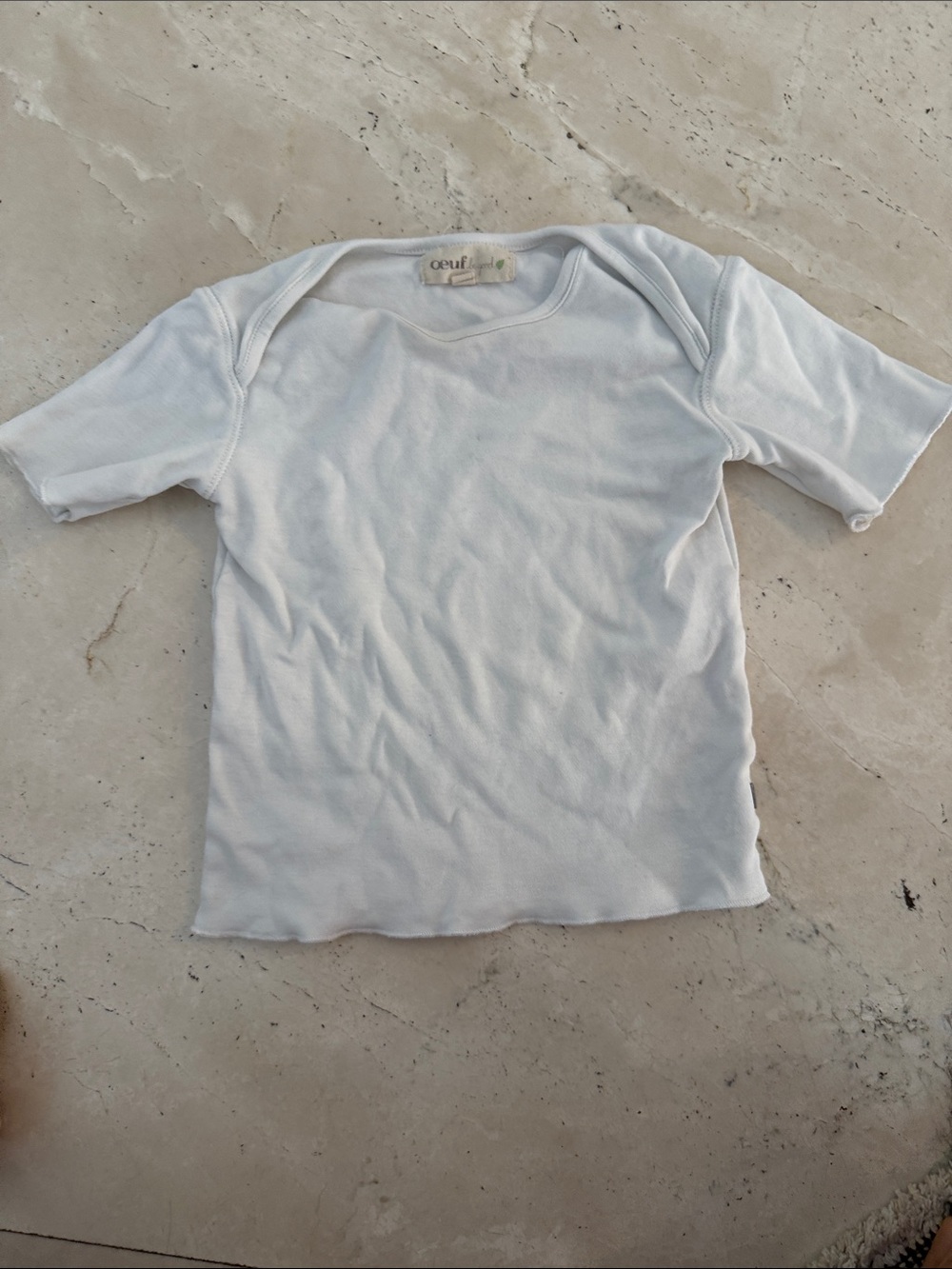 Oeuf White Short Sleeve Cotton Tee for Kids